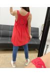 TOP AMPLE LONG DOS CROCHET PE900 ROUGE