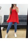 TOP AMPLE LONG DOS CROCHET PE900 ROUGE