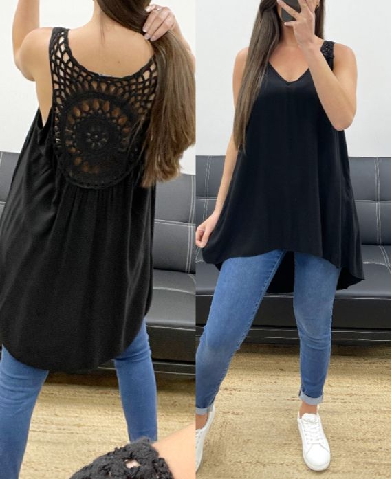 GANCHO TRASERO LARGO LOOSE TOP PE900 NEGRO