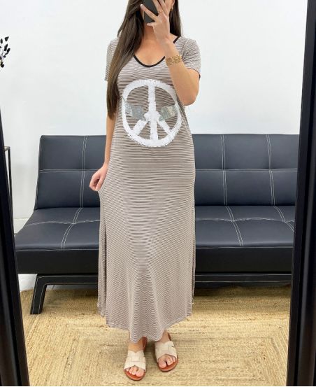 PEACE N LOVE LANGES KLEID 1273 TAUPE