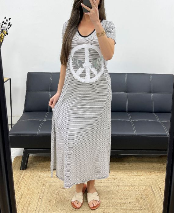 LANGES KLEID PEACE N LOVE 1273 WEIß