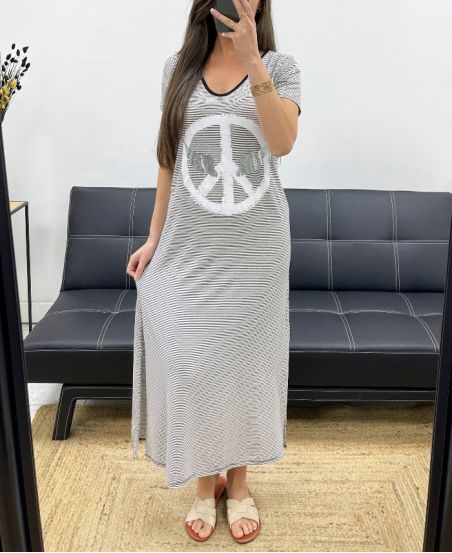 LANGES KLEID PEACE N LOVE 1273 WEIß