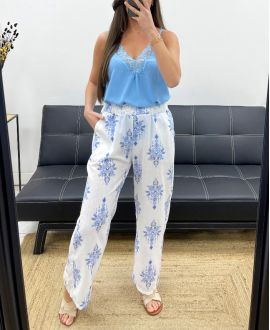 PRINTED PANTS PE1374 BLUE