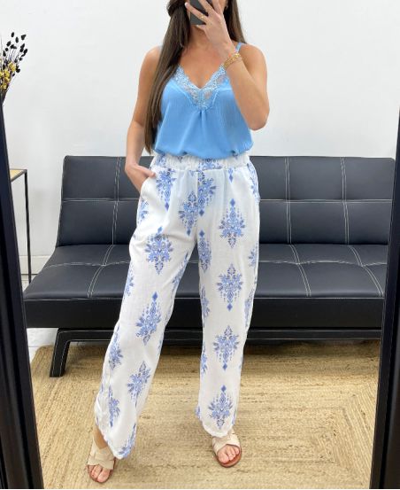 PRINTED PANTS PE1374 BLUE