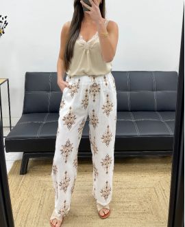 PANTALON IMPRIME PE1374 CHOCOLAT
