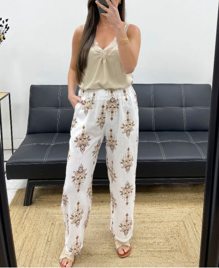 PANTALON IMPRIME PE1374 CHOCOLAT