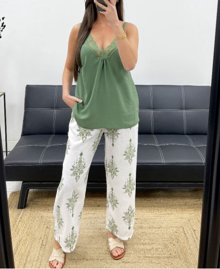 SPODNIE DRUKOWANE PE1374 KHAKI