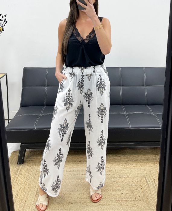 PANTALONE STAMPATO PE1374 NERO