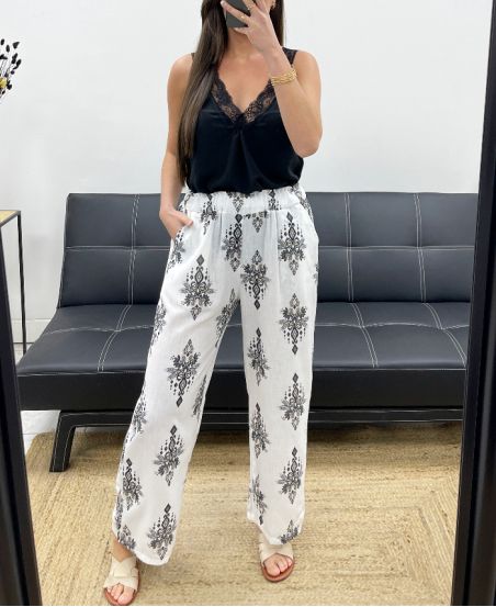 PANTALONE STAMPATO PE1374 NERO