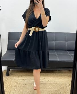 abito con scollo a V SS1240 NERO