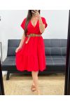 Kleid mit V-Ausschnitt SS1240 RED