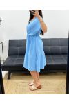 Kleid mit V-Ausschnitt SS1240 SKY BLUE