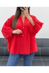 PE1330 BLUSE AUS BAUMWOLL-MUSSELIN ROT