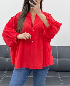 PE1330 BLUSE AUS BAUMWOLL-MUSSELIN ROT