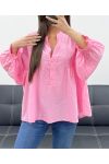 PE1330 ROSA BLUSE AUS BAUMWOLL-MUSSELIN