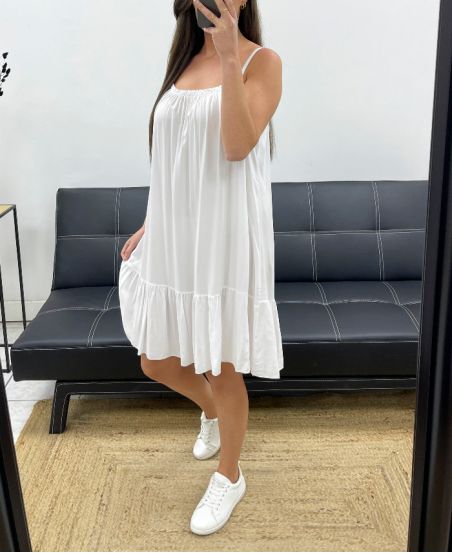 FLOWING DRESS WITH STRAPS SS1081 WHITE