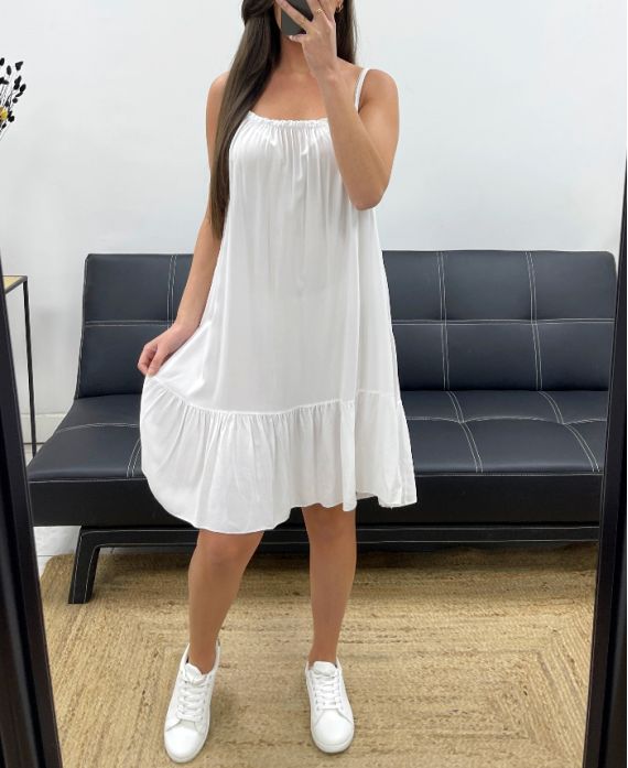 FLOWING DRESS WITH STRAPS SS1081 WHITE