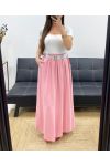 JUPE LONGUE 2 POCHES + CEINTURE PE1607 ROSE