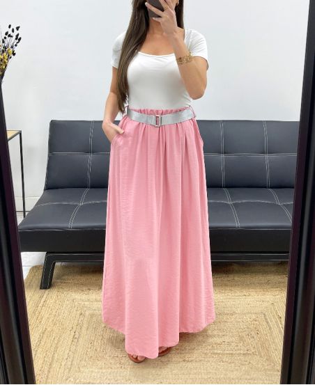 2-POCKET LANGE ROK + PE1607 ROZE RIEM