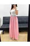 JUPE LONGUE 2 POCHES + CEINTURE PE1607 ROSE