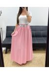 JUPE LONGUE 2 POCHES + CEINTURE PE1607 ROSE