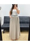 JUPE LONGUE 2 POCHES + CEINTURE PE1607 TAUPE