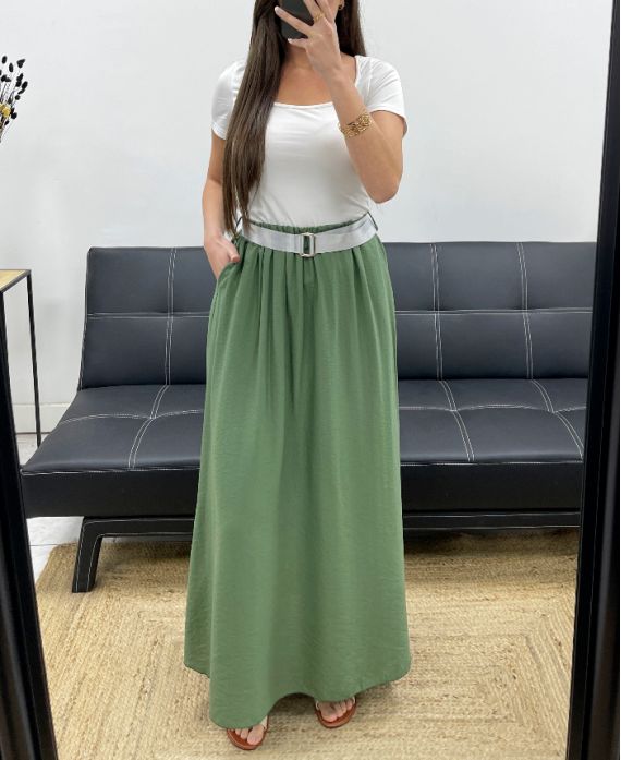 2-POCKET LANGE ROK + RIEM PE1607 KHAKI