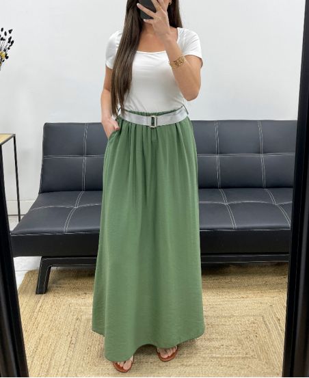 2-POCKET LANGE ROK + RIEM PE1607 KHAKI