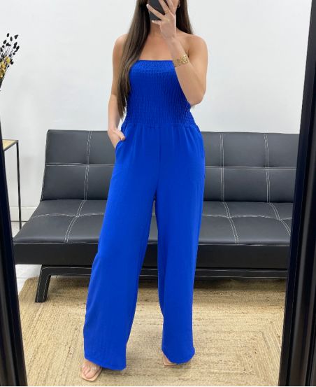 MAXI ELASTIC STRAPLESS JUMPSUIT PE1314 ROYAL BLUE