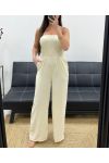 MAXI ELASTISCHER TRÄGERLOSER JUMPSUIT PE1314 BEIGE