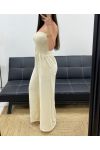 MAXI ELASTISCHER TRÄGERLOSER JUMPSUIT PE1314 BEIGE