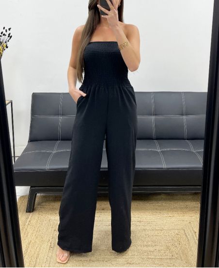 MAXI ELASTIC STRAPLESS JUMPSUIT PE1314 BLACK