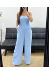 MAXI ELASTISCHER TRÄGERLOSER JUMPSUIT SS1314 HIMMELBLAU