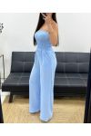 MAXI ELASTISCHER TRÄGERLOSER JUMPSUIT SS1314 HIMMELBLAU