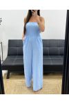 MAXI ELASTISCHER TRÄGERLOSER JUMPSUIT SS1314 HIMMELBLAU