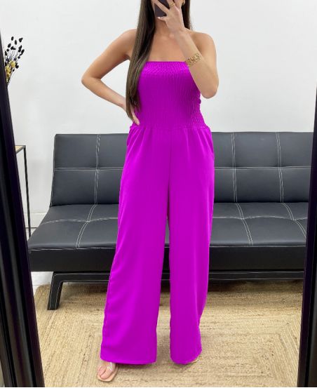 MAXI ELASTISCHER TRÄGERLOSER JUMPSUIT PE1314 LILA