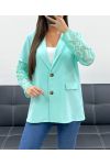 GIACCA CON MANICHE IN PIZZO PE1324 VERDE PASTELLO