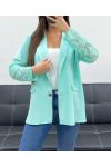 GIACCA CON MANICHE IN PIZZO PE1324 VERDE PASTELLO