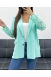 GIACCA CON MANICHE IN PIZZO PE1324 VERDE PASTELLO