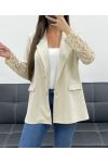 GIACCA CON MANICHE IN PIZZO PE1324 BEIGE