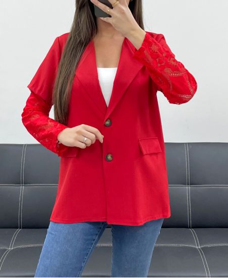 GIACCA MANICA IN PIZZO PE1324 ROSSO