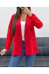 JACKE MIT SPITZENÄRMELN PE1324 ROT