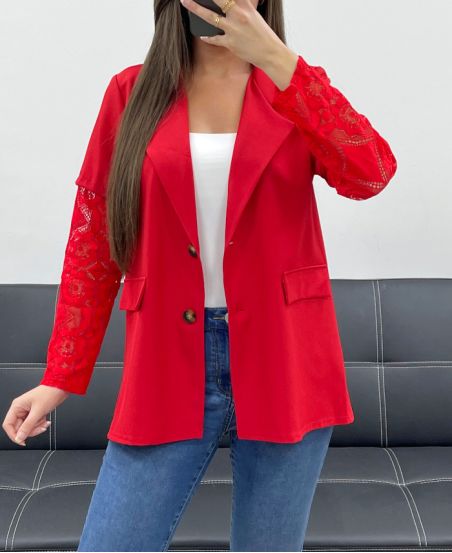 JACKE MIT SPITZENÄRMELN PE1324 ROT