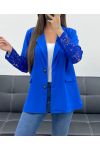 GIACCA CON MANICHE IN PIZZO PE1324 BLU REALE