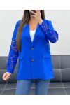 GIACCA CON MANICHE IN PIZZO PE1324 BLU REALE