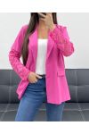 ŻAKIET Z KORONKOWYM RĘKAWEM PE1324 FUSHIA