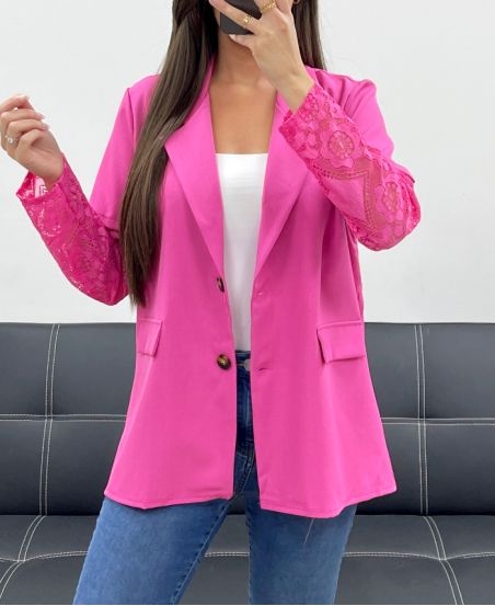 JACKE MIT SPITZENÄRMELN PE1324 FUSHIA