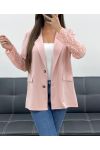 CHAQUETA CON MANGAS DE ENCAJE PE1324 ROSA