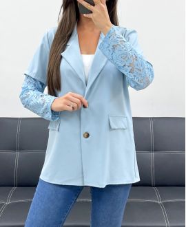 JACKE MIT SPITZENÄRMELN PE1324 HIMMELBLAU