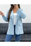 JACKE MIT SPITZENÄRMELN PE1324 HIMMELBLAU